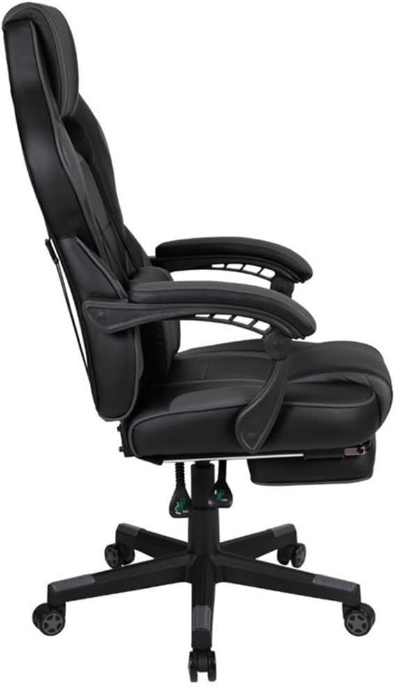 Flash Furniture X40 Gaming Chair Racing Ergonomic Computer Chair with Fully Reclining Back/Arms, Slide-Out Footrest, Massaging Lumbar - Black/Gray