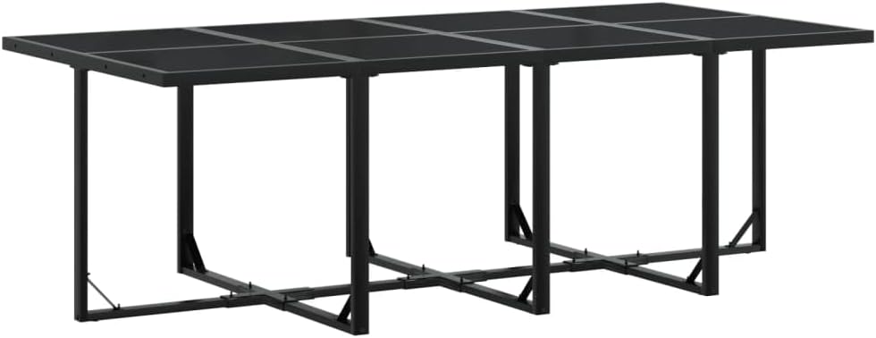 vidaXL Patio Dining Set 13 Piece Black Textilene Cushioned Garden Furniture - Durable UV Resistant Tempered Glass Table & Folding Chairs with Removable Covers