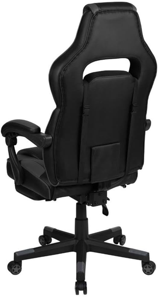 Flash Furniture X40 Gaming Chair Racing Ergonomic Computer Chair with Fully Reclining Back/Arms, Slide-Out Footrest, Massaging Lumbar - Black/Gray