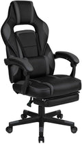 Flash Furniture X40 Gaming Chair Racing Ergonomic Computer Chair with Fully Reclining Back/Arms, Slide-Out Footrest, Massaging Lumbar - Black/Gray
