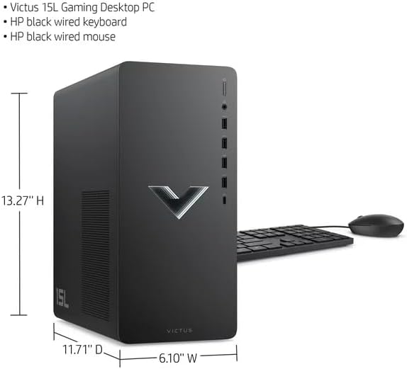 HP Victus 15L Gaming Desktop PC, AMD Ryzen 5 5600G, AMD RX6400, 8GB RAM, 512GB SSD, Mica Silver, Windows 11 Home, TG02-0013w