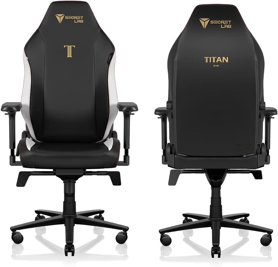 Secretlab Titan Evo Classic Gaming Chair - Reclining, Ergonomic & Heavy Duty Computer Chair with 4D Armrests, Magnetic Head Pillow & Lumbar Support - Big and Tall 395 lbs - Black - Leatherette