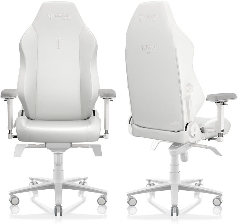 Secretlab Titan Evo NanoGen Pure White Gaming Chair - Recling - Ergonomic & Comfortable Computer Chair with 4D armrests - Magnetic Head Pillow & 4-Way Lumbar Support - Big and Tall - Leatherette