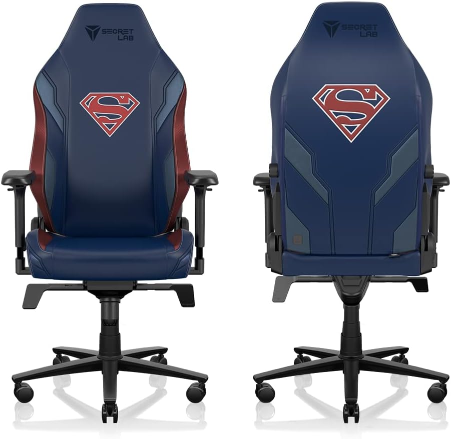 Secretlab Titan Evo Superman Gaming Chair - Reclining - Ergonomic & Comfortable Computer Chair with 4D Armrests - Magnetic Head Pillow & 4-Way Lumbar Support - Blue/Red - Leatherette