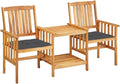 vidaXL Bistro Set Anthracite Cushion, Natural Wood