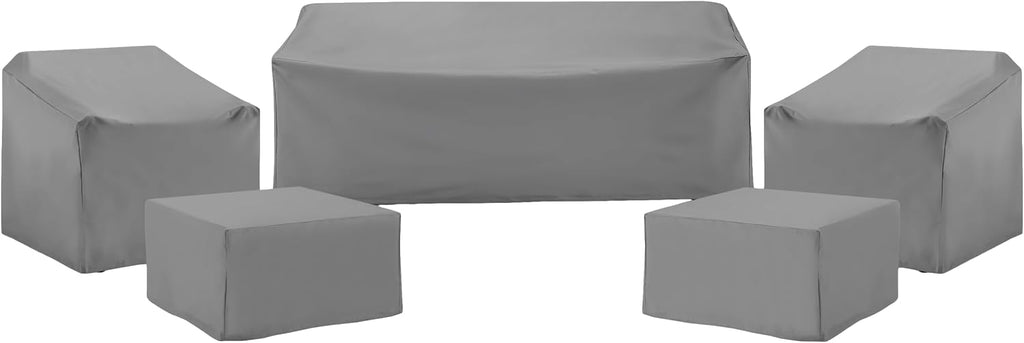 Crosley Furniture Patio Furniture Covers, Waterproof 5-Piece Cover Set for Outdoor Chairs, Sofa, Ottomans, Gray