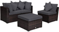 Tangkula 4 Pieces Patio Rattan Sofa Set, Outdoor Wicker Sectional Furniture Set, Patio Conversation Set with Removable Cushions & Pillows for Backyard Porch Garden Poolside Balcony (Gray)