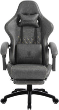 Dowinx Gaming Chair Big and Tall, Ergonomic Game Chair for Adults with Footrest and Massage Lumbar Support, High Back Computer Gamer Chair PU Leather, 350Lbs, for Office, Home, Grey