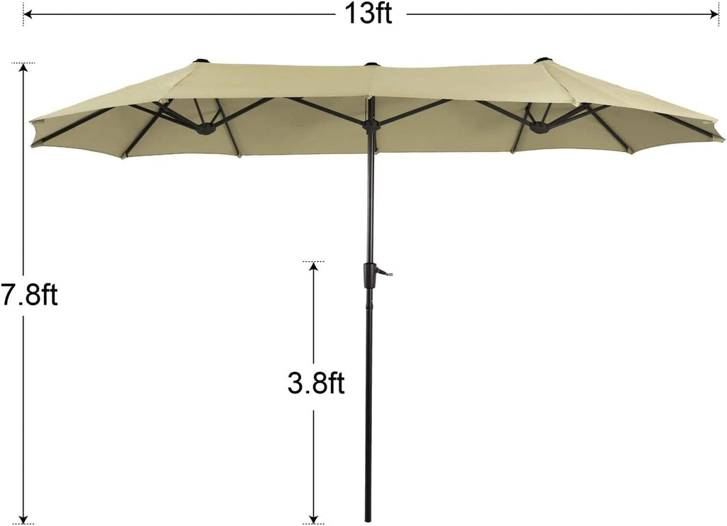 PHI VILLA 7 Piece Outdoor Dining Set with Umbrella, Patio Furniture Dining Set with Foldable Patio Chairs & Outdoor Table for Yard & Garden
