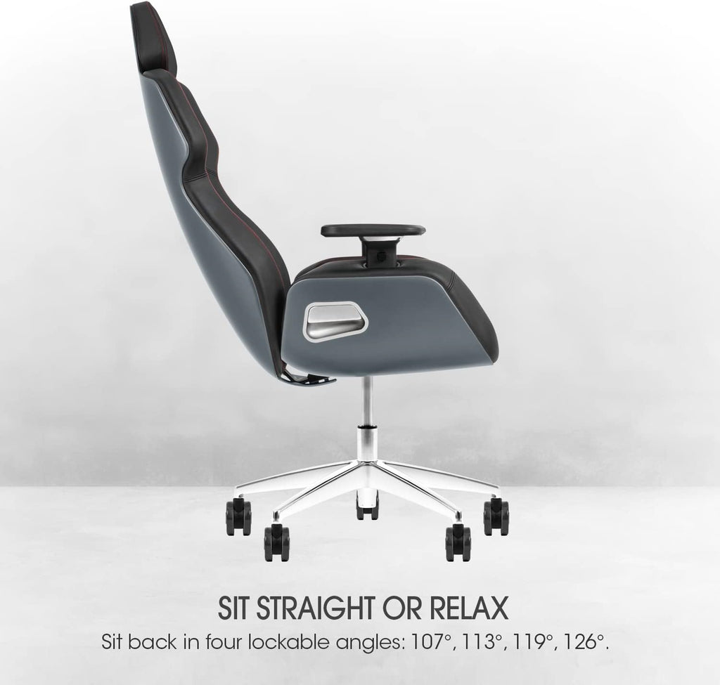 Thermaltake Argent E700 Real Leather Gaming Chair (Space Gray) Designed by Studio F∙A∙Porsche, GGC-ARG-BSLFDL-01 18.89D x 24.4W x 54.32H in
