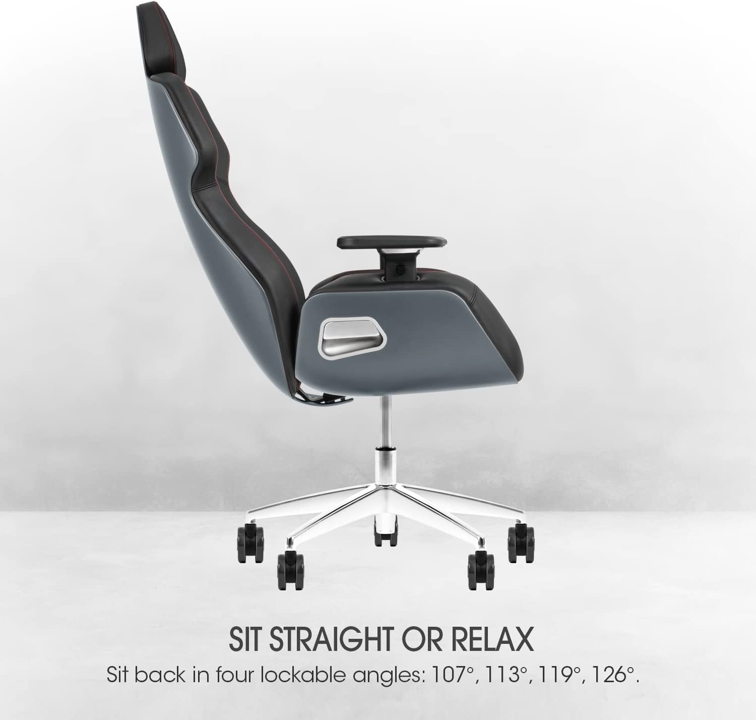 Thermaltake Argent E700 Real Leather Gaming Chair (Space Gray) Designed by Studio F∙A∙Porsche, GGC-ARG-BSLFDL-01 18.89D x 24.4W x 54.32H in