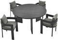 Modway Tahoe Outdoor Patio Powder-Coated Aluminum 5-Piece Dining Set in Gray Gray - Round Patio Furniture Set for 4 - Outside Table with Umbrella Hole and Cushioned Chairs - Modern Patio Set