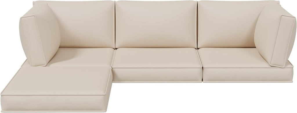 Aoxun Replacement Cushions for Outdoor Furniture, 9-Piece Outdoor Cushions for Patio Furniture, Deep Seat, Splash-Proof & Fade Resistant Couch Cushion for 4-Seat Patio Conversation Sets, Beige