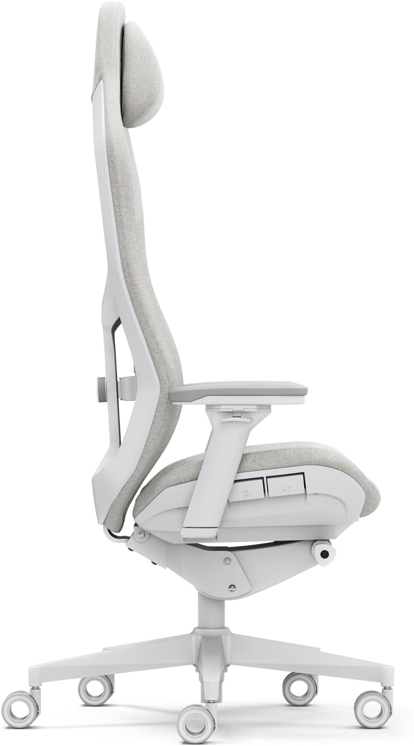Fractal Design Refine Fabric Light Gaming Chair - Ergonomic Office Desk Chair Functionality with 4D Adjustable Armrests, High-Back Support, Lumbar Cushion, and Premium Fabric