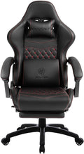 Dowinx Gaming Chair Big and Tall, Ergonomic Game Chair for Adults with Footrest and Massage Lumbar Support, High Back Computer Gamer Chair PU Leather, 350Lbs, for Office, Home, Black