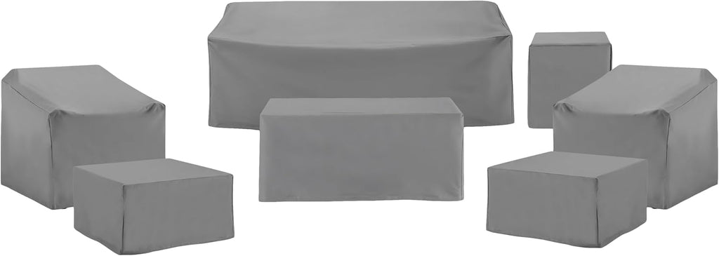 Crosley Furniture Patio Furniture Covers, Waterproof 7-Piece Cover Set for Outdoor Chairs, Sofa, Tables, Gray