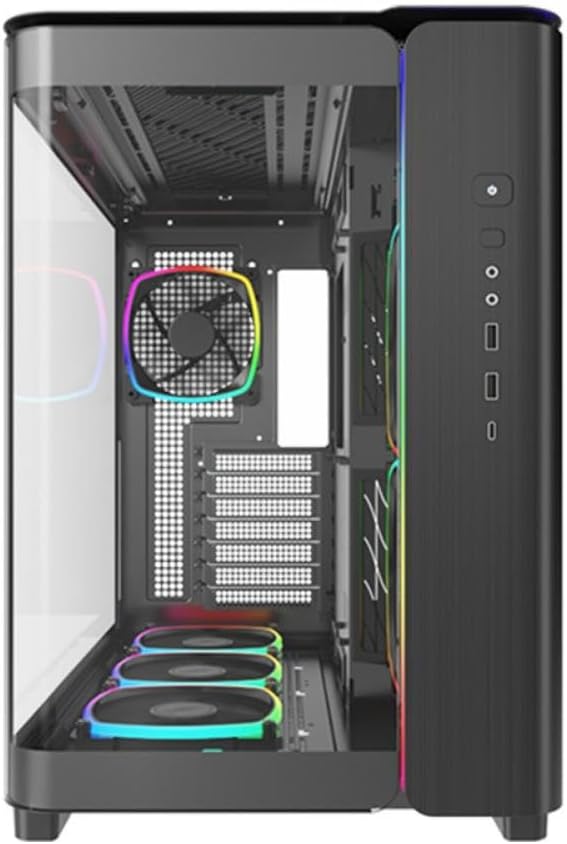 MONTECH King 95 PRO Dual-Chamber ATX Mid-Tower PC Gaming Case, High-Airflow, Toolless Panels, Sturdy Curved Tempered Glass Front, 6 ARGB PWM Fan Pre-Installed with Fan Hub, Black