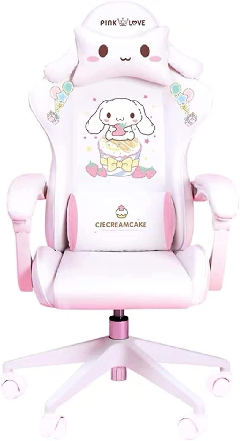 Gaming Chair Adults Gaming Chair Girls Cute Computer Leather Armchair Office Home Swivel Lifting Adjustable Chair