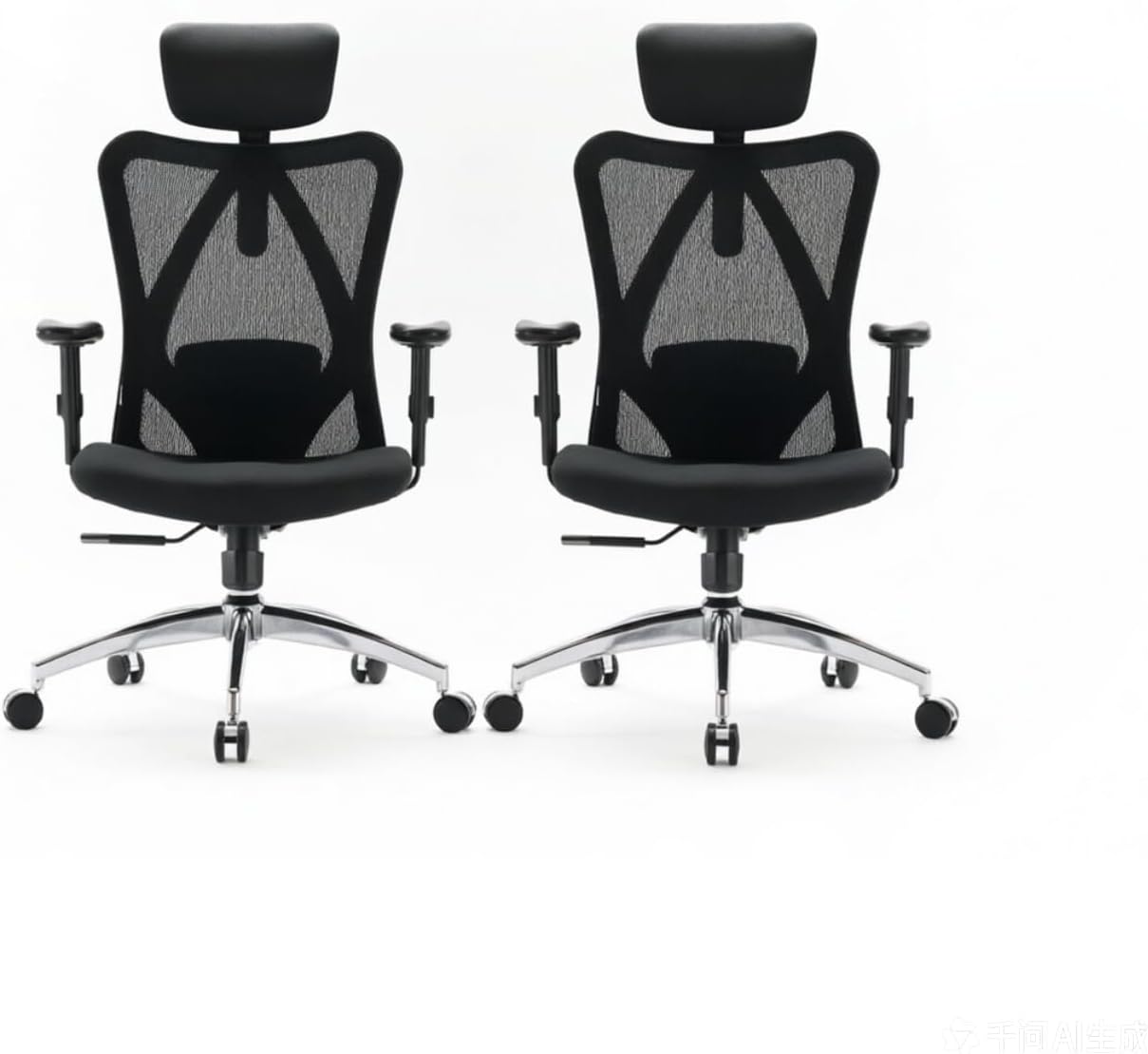 SIHOO M18 Ergonomic Office Chair, High Back Mesh Desk Chair with Adjustable Headrest & Lumbar Support, 330lbs Capacity Computer Chair with 2D Armrests & Wide Cushion, Tilt Lock, for Home Office-Black