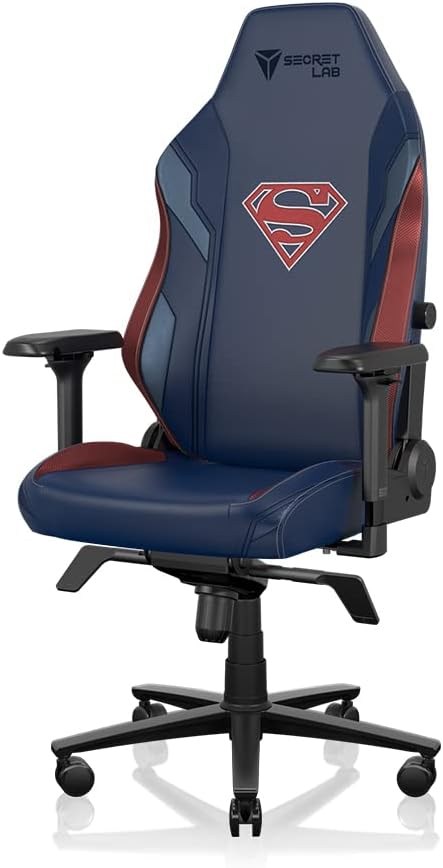 Secretlab Titan Evo Superman Gaming Chair - Reclining - Ergonomic & Comfortable Computer Chair with 4D Armrests - Magnetic Head Pillow & 4-Way Lumbar Support - Blue/Red - Leatherette