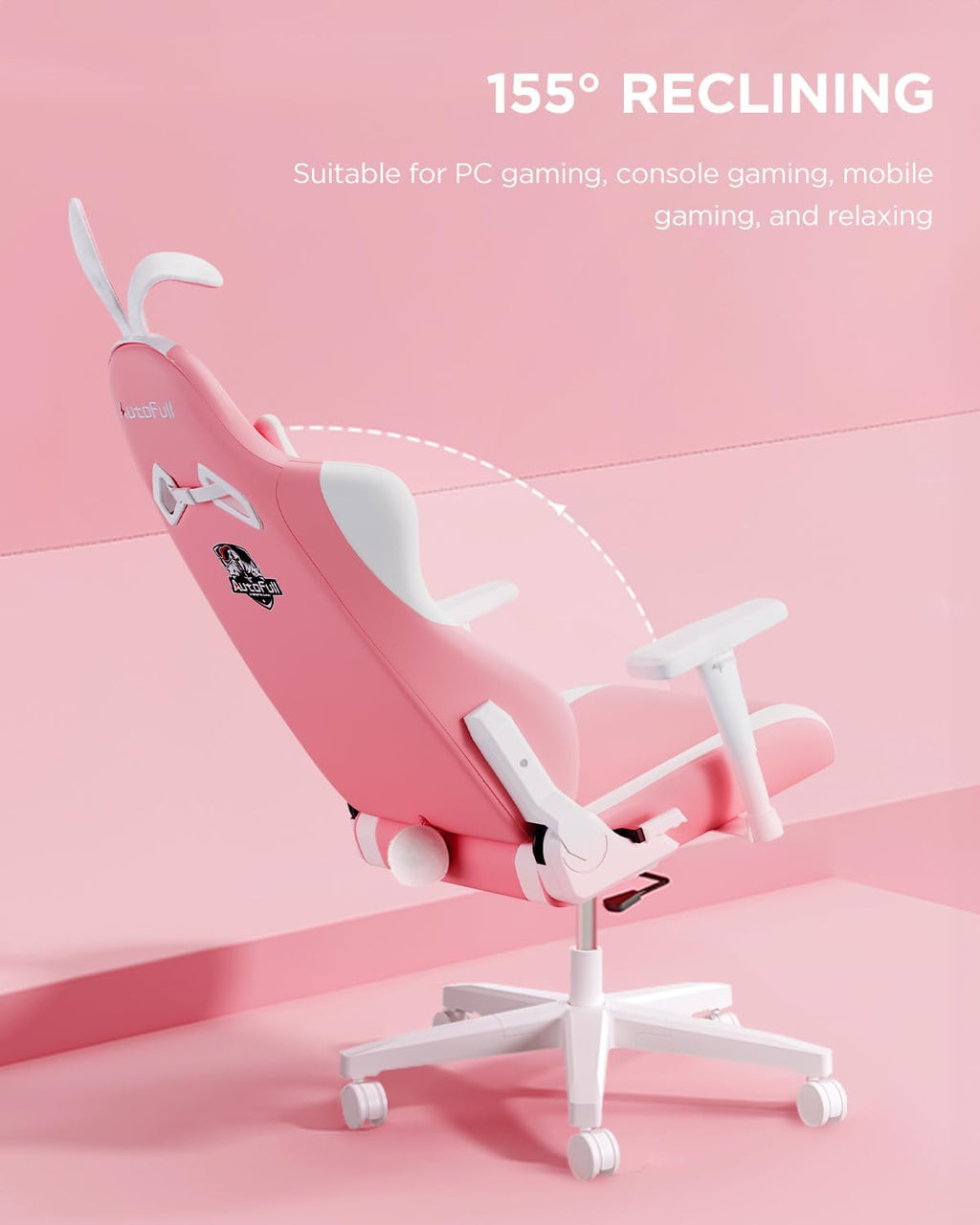 AutoFull C2 Gaming Chair Computer Chair with Ergonomic Wingless Cushion PU Leather Racing Style PC Chair with Footrest and Lumbar Support Pillow（Pink）