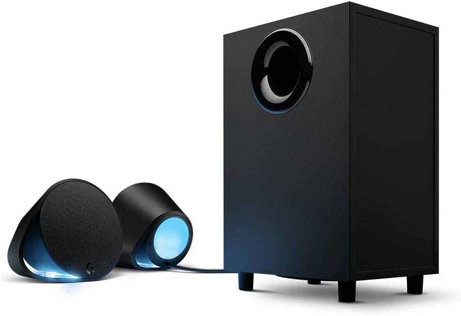 Logitech G560 PC Gaming Speaker System with 7.1 DTS:X Ultra Surround Sound, Game Based LIGHTSYNC RGB, Two Speakers and Subwoofer, Bluetooth, USB, Immersive Gaming Experience - Black