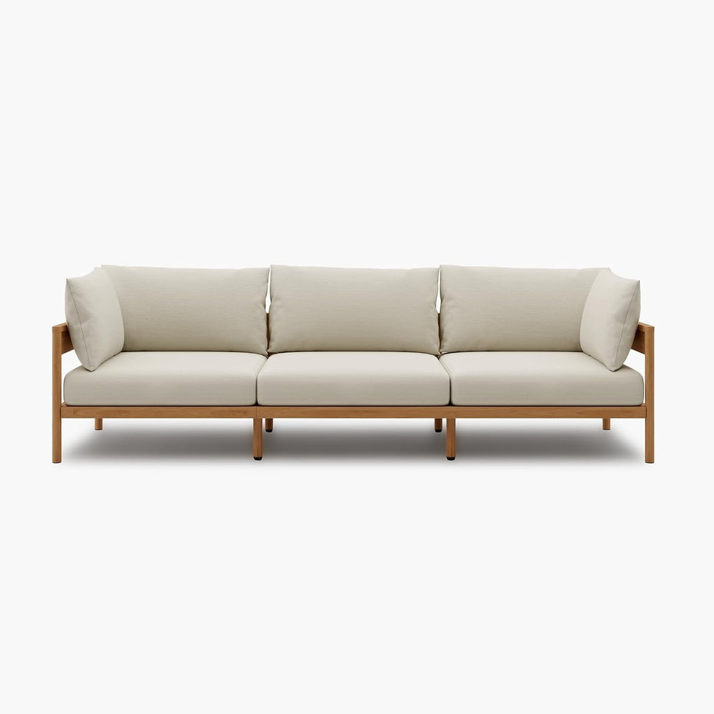 Acanva Modern Outdoor Patio Furniture Set, All-Weather Aluminium Conversation Sectional Sofa with Thick Cushions for Backyard, Garden, Porch, Couch, Beige