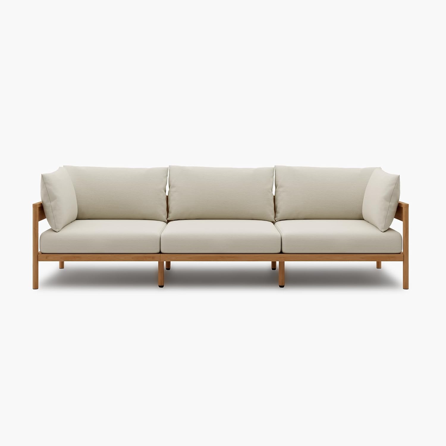 Acanva Modern Outdoor Patio Furniture Set, All-Weather Aluminium Conversation Sectional Sofa with Thick Cushions for Backyard, Garden, Porch, Couch, Beige