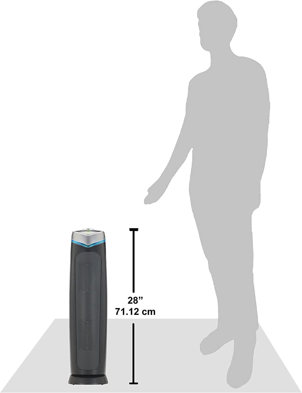 GermGuardian 3-In-1 HEPA Air Purifier for Home, Large Rooms Up To 915 Sq. Ft. with HEPA Air Filter, UV-C Light & Odor Reduction, AC5000E, 28' Tower, Gray