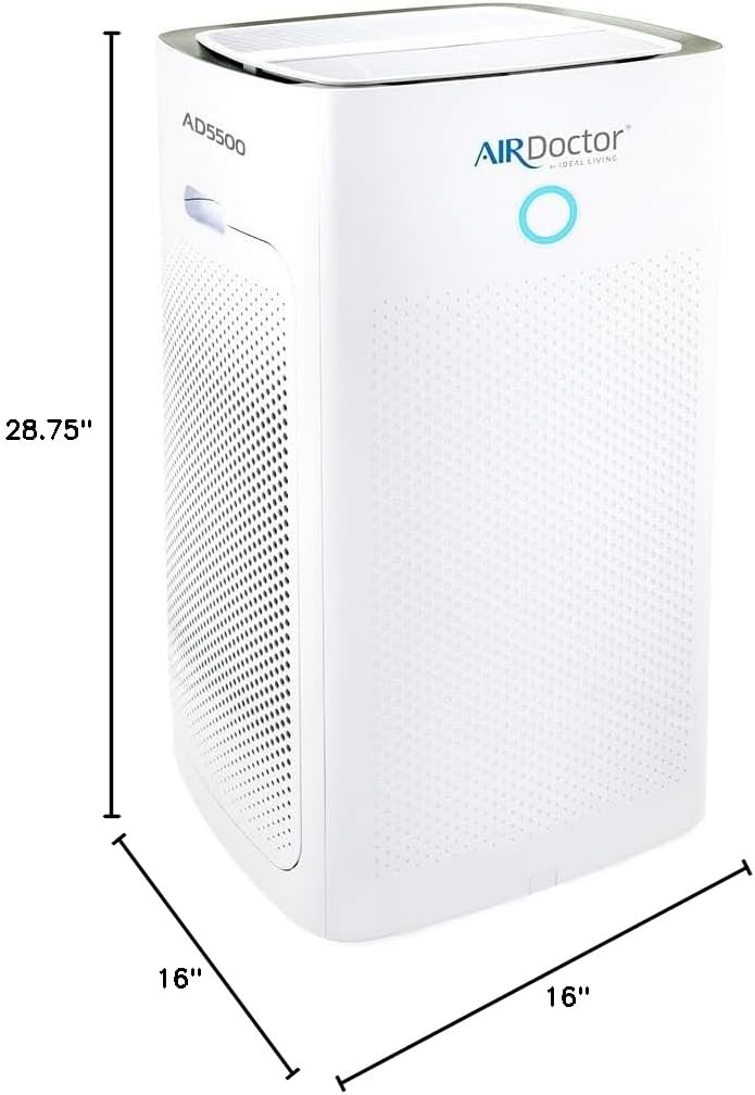 AIRDOCTOR AD5500 Air Purifier. Cleans Whole Home, Extra Large Rooms Up to 4172 ft2. Removes Allergens, Smoke, Dust, Mold, Pet Hair, Odors, Pollen. Hospital-Grade UltraHEPA & Premium Carbon Filtration