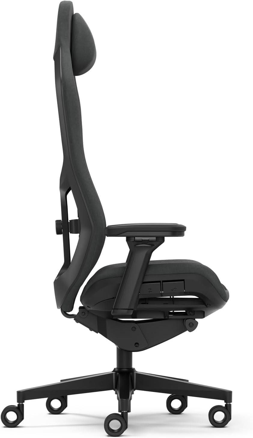 Fractal Design Refine Mesh Dark Gaming Chair - Ergonomic Office Desk Chair Functionality with 4D Adjustable Armrests, High-Back Support, Lumbar Cushion, and Breathable Mesh