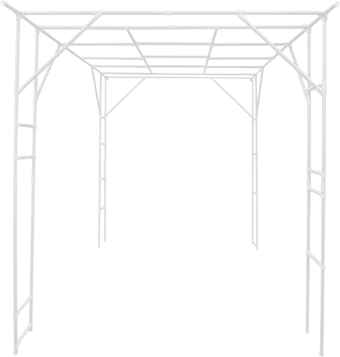 118'' L x 78.5'' W x 90.5'' H Large Outdoor Garden Arch Trellis for Climbing Plants, Grape Arbor Rack Pergola Plastic-Coated Steel Cane Frame for Courtyard and Garden Decoration of Pavilions (White)