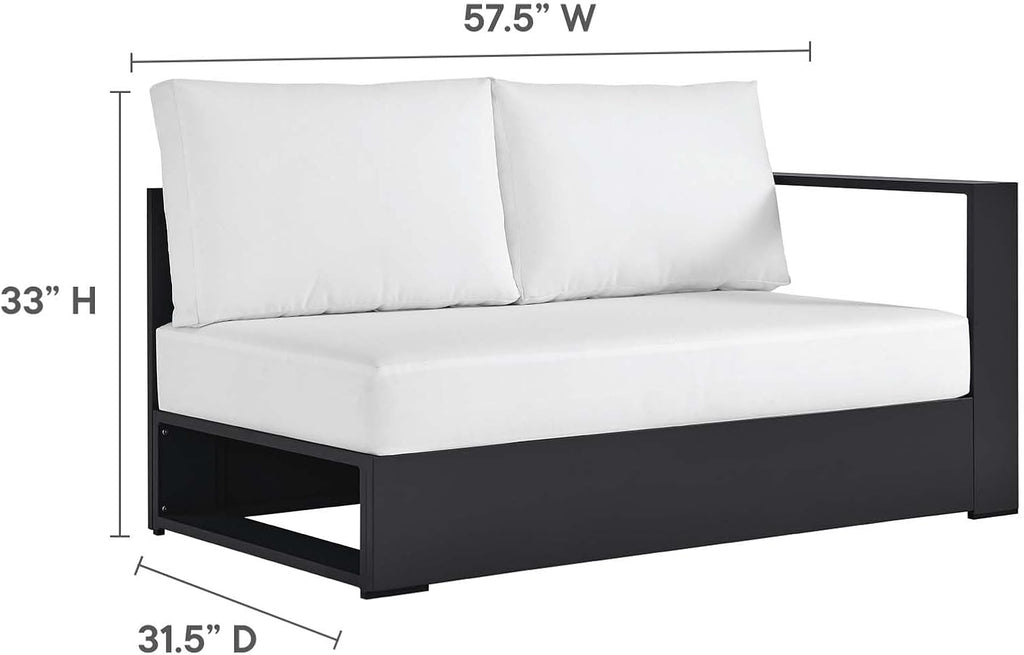 Modway Tahoe Aluminum 3-Piece Outdoor Patio Furniture Gray White, Modular Sectional Sofa Set with Weather-Resistant Cushions, Ideal for Deck, Backyard Poolside
