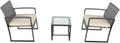 3 Pieces Patio Furniture Set,Wicker Rattan Chairs for Garden Backyard Balcony Porch Poolside, Set with Glass Table and Soft Cushions (Gray+Beige)