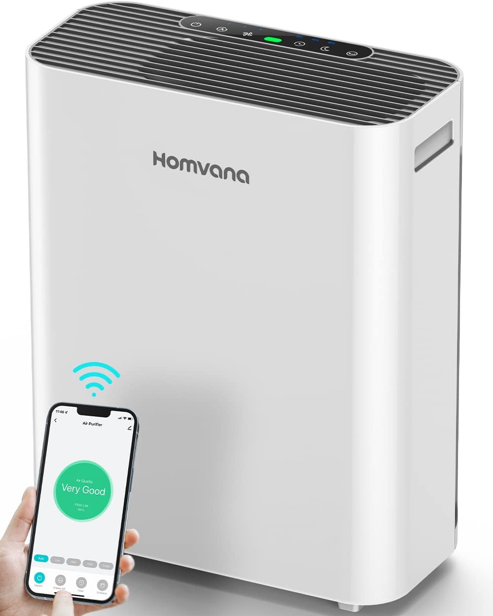 Homvana Air Purifiers for Home Larger Room Bedroom Up to 1096 Sq Ft, H13 True HEPA Air Filter with Air Quality Indicator, SilentAir Tech, Auto Mode, Ozone Free Remove 99.97% for Pets Allergies Smokers