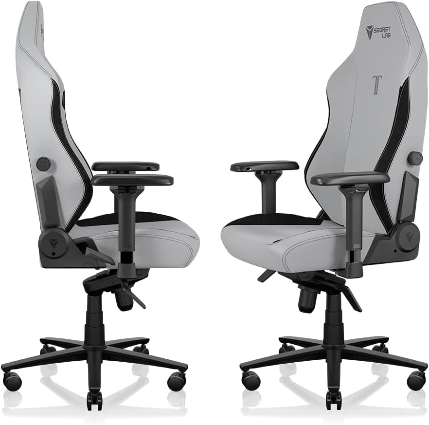 Secretlab Titan Evo Ash Gaming Chair - Reclining, Ergonomic & Heavy Duty Computer Chair with 4D Armrests, Magnetic Head Pillow & Lumbar Support - Big and Tall Up to 395 lbs - Gray - Leatherette