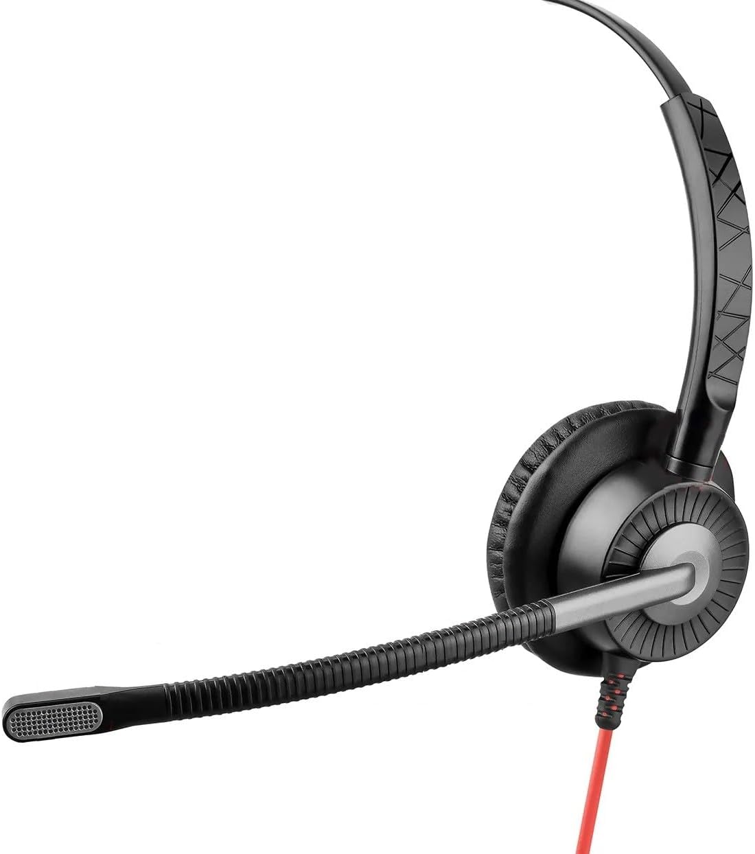 ENCASED (Bulk 500-Count) Wired PC/Laptop Headset, Noise-Cancelling Mic, USB-A, in-Line Controls, for Meetings, Gaming, Music - Black/Red