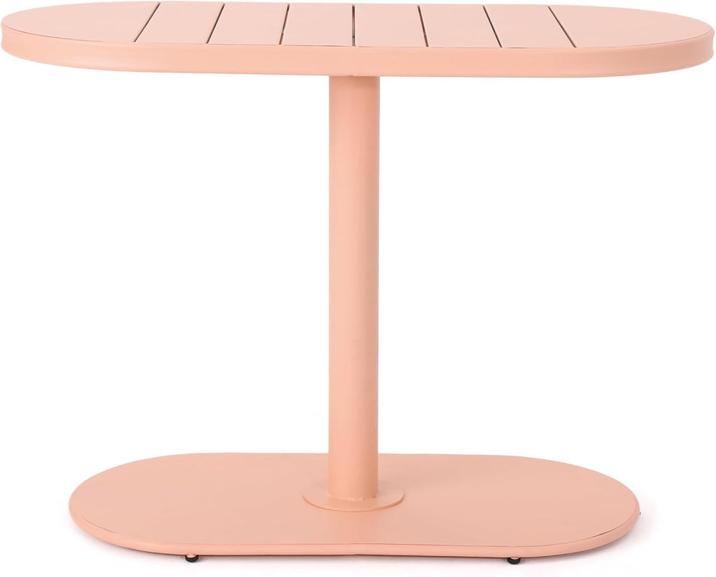 Christopher Knight Home Adley Outdoor Bistro Set, 3-Piece Bistro Table and Chair Set of 2, Patio Furniture Set with Iron Frame, Bistro Dining for Poolside Garden Cafeteria, Matte Coral