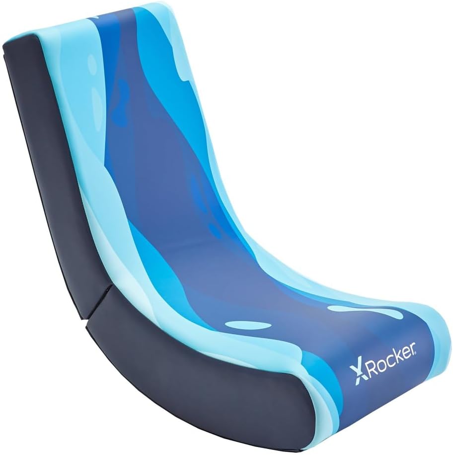 X Rocker Video Rocker Kids Gaming Chair - Foldable Floor Rocker for Kids and Juniors, Low Folding Rocking Seat, Gaming Console Chair - Lava Edition - Blue