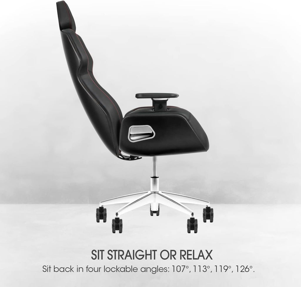 Thermaltake Argent E700 Real Leather Gaming Chair (Storm Black) Design by Studio F∙A∙Porsche, GGC-ARG-BBLFDL-01