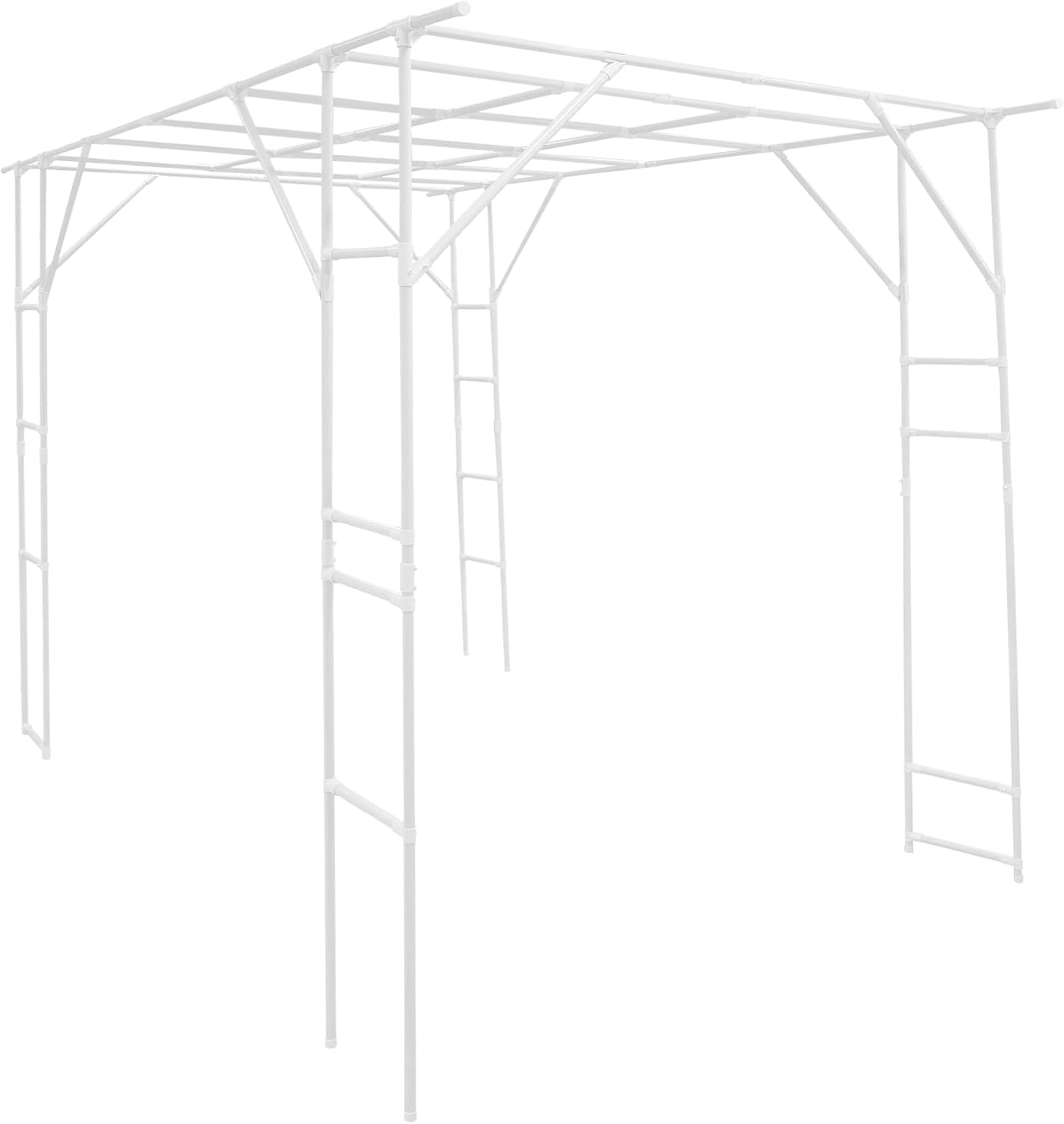 118'' L x 78.5'' W x 90.5'' H Large Outdoor Garden Arch Trellis for Climbing Plants, Grape Arbor Rack Pergola Plastic-Coated Steel Cane Frame for Courtyard and Garden Decoration of Pavilions (White)
