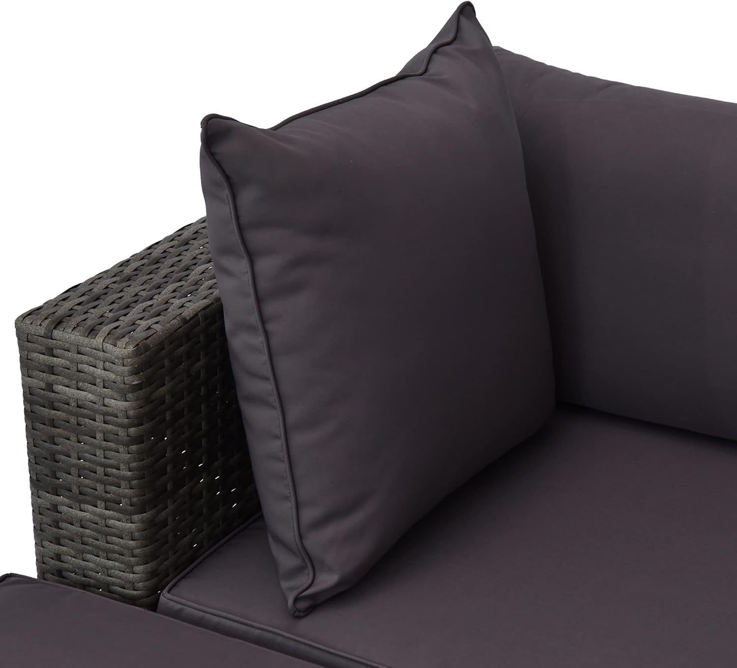 Outsunny 5-Piece Patio Furniture Set with Cushions, Outdoor PE Rattan Wicker Sofa Set, Sectional Furniture with Pillows, Glass Coffee Table for Garden, Backyard, Mixed Gray/Gray