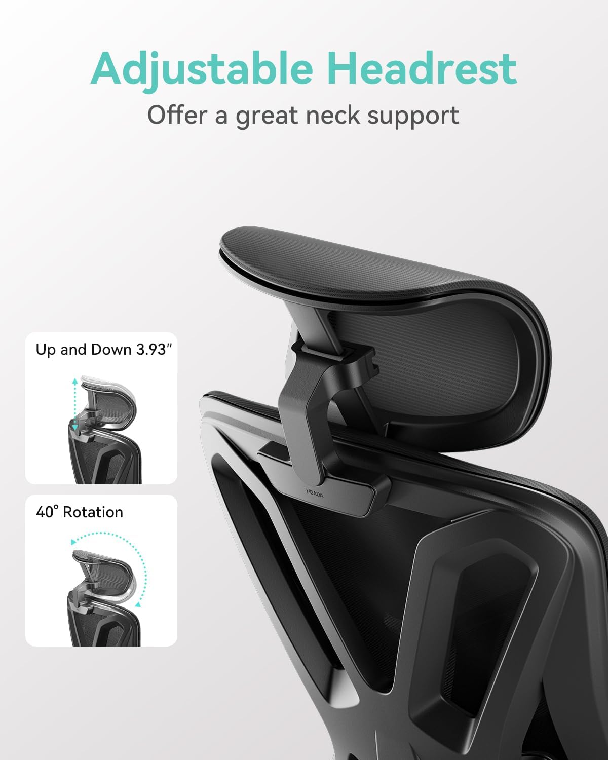 Hbada P5 Ergonomic Office Chair, Desk Chair with Adjustable Lumbar Support and Height, Comfortable Mesh Computer Chair with Footrest 2D Headrest, Swivel Tilt Function Black
