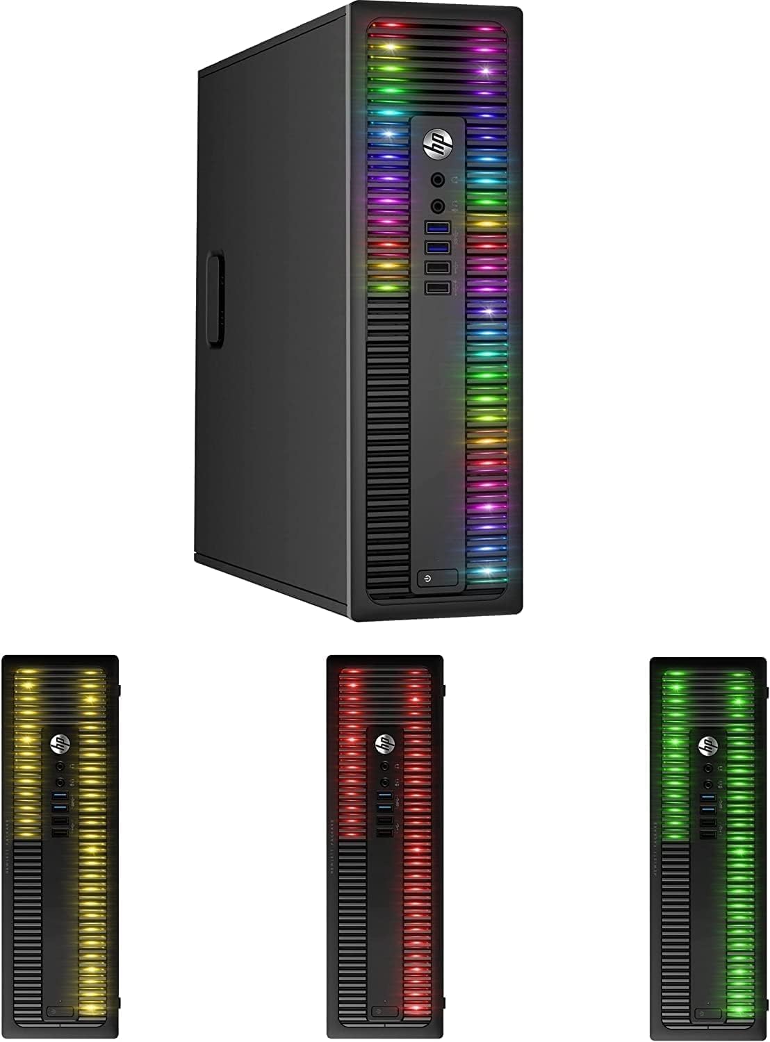 HP EliteDesk Desktop RGB Lights Computer AMD A-Series Processor 8 GB RAM, 512 GB SSD, Windows 11 64-bit, Wi-Fi, Gaming PC Keyboard & Mouse (Renewed)