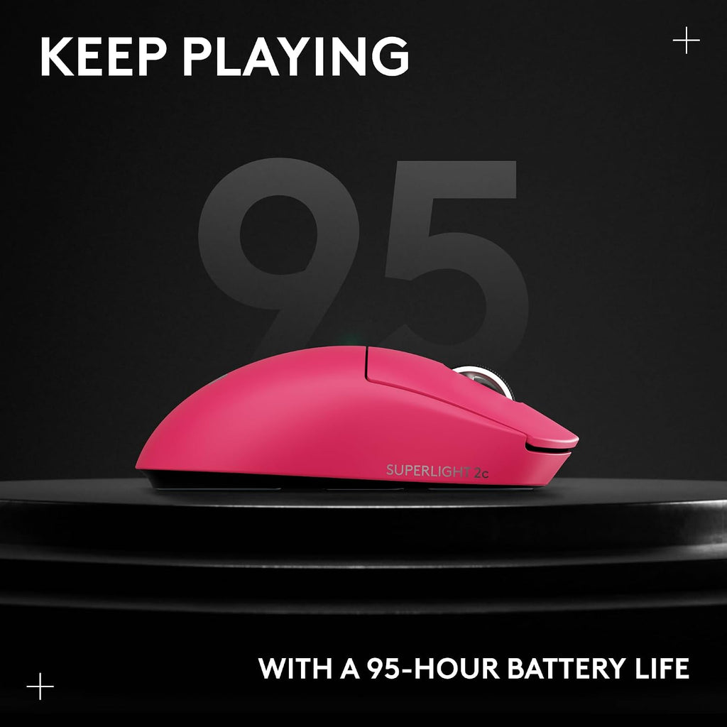 Pro X Superlight 2c Wireless Gaming Mouse: 51g Compact Mini Size, Symmetrical Shape, <8 kHz Polling, 44K DPI, PowerPlay Wireless Charging Supported, USB-C, 5 Programmable Buttons, For PC/Mac - Magenta