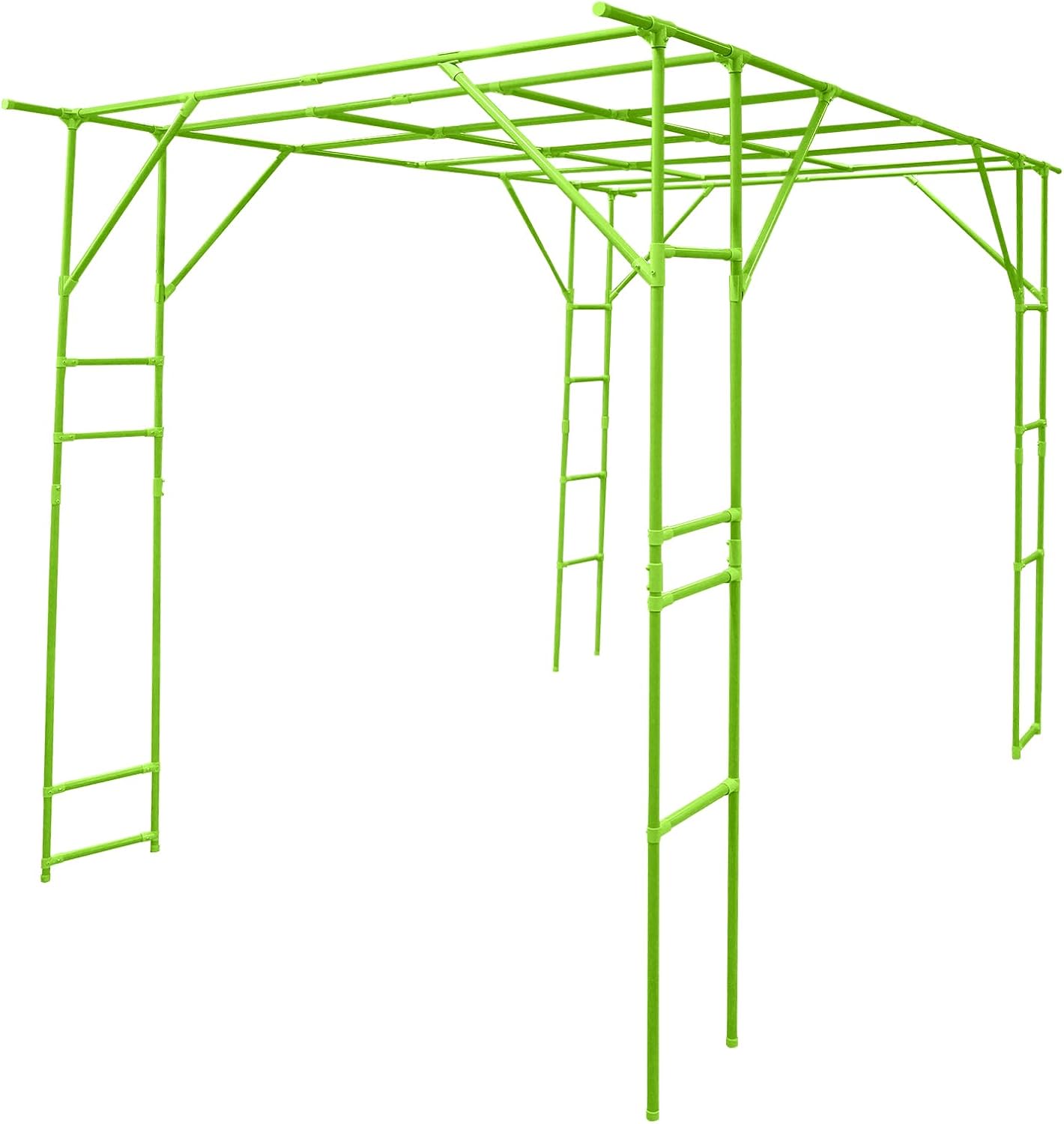 118'' L x 78.5'' W x 90.5'' H Large Outdoor Garden Arch Trellis for Climbing Plants, Grape Arbor Rack Pergola Plastic-Coated Steel Cane Frame for Courtyard and Garden Decoration of Pavilions (Green)
