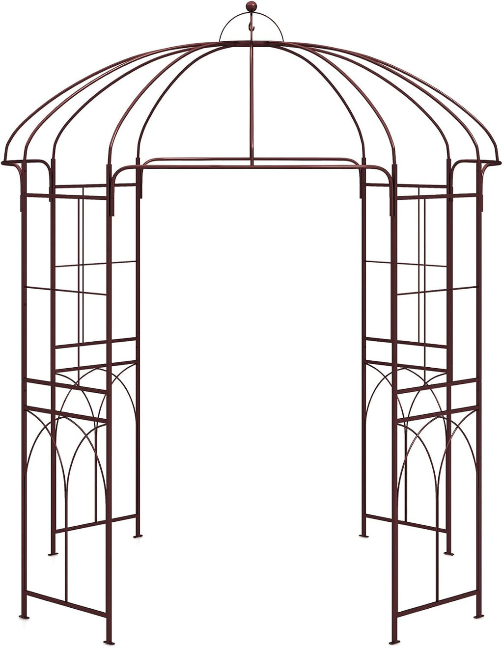Giantex Birdcage Shape Garden Arbor, 8.4ft High x 7ft Wide, Metal Gazebo Arch Pergola Pavilion for Climbing Plants Party Wedding Ceremony Decor Outdoor, 16 Ground Stakes, Easy Assembly (Bronze)