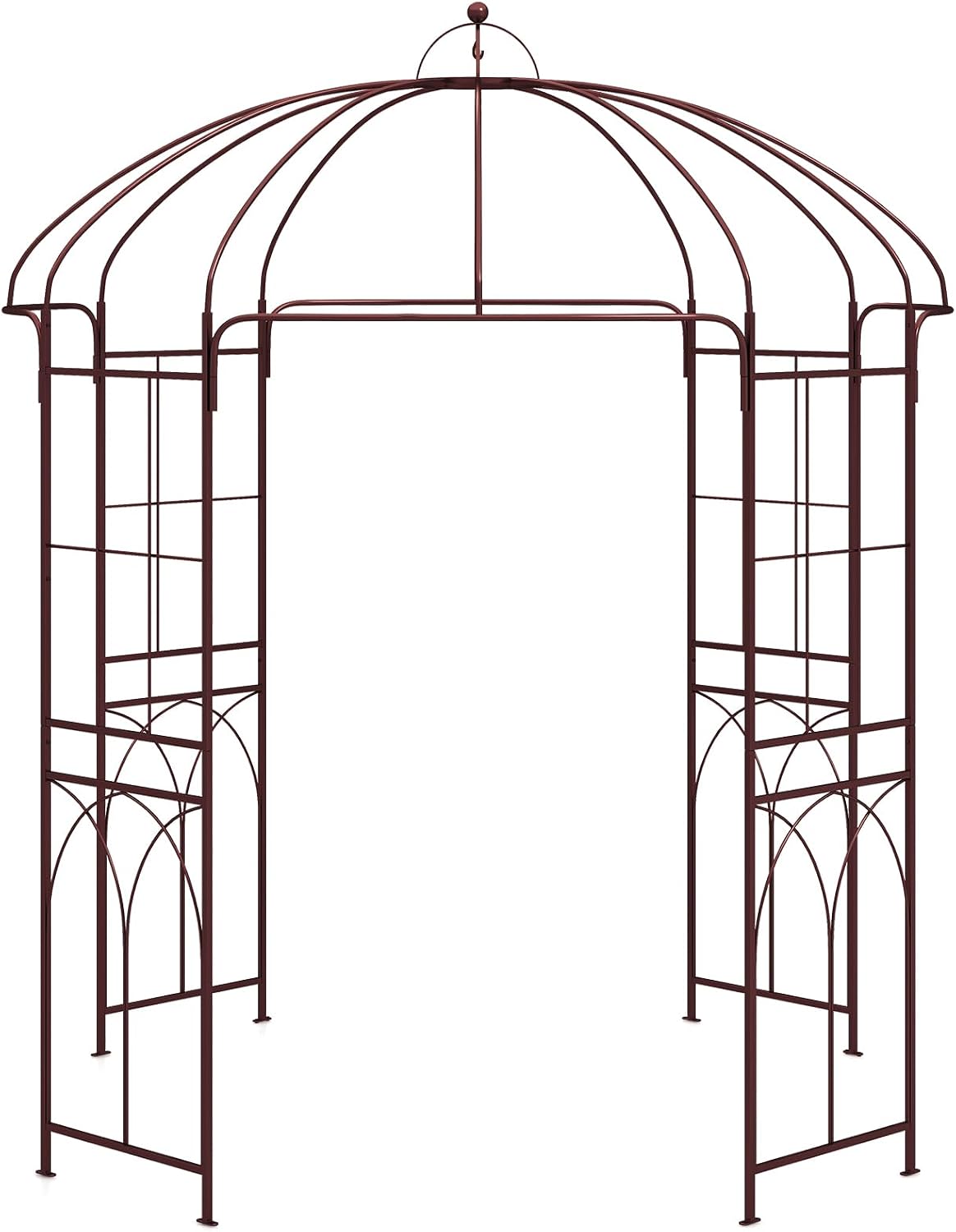 Giantex Birdcage Shape Garden Arbor, 8.4ft High x 7ft Wide, Metal Gazebo Arch Pergola Pavilion for Climbing Plants Party Wedding Ceremony Decor Outdoor, 16 Ground Stakes, Easy Assembly (Bronze)