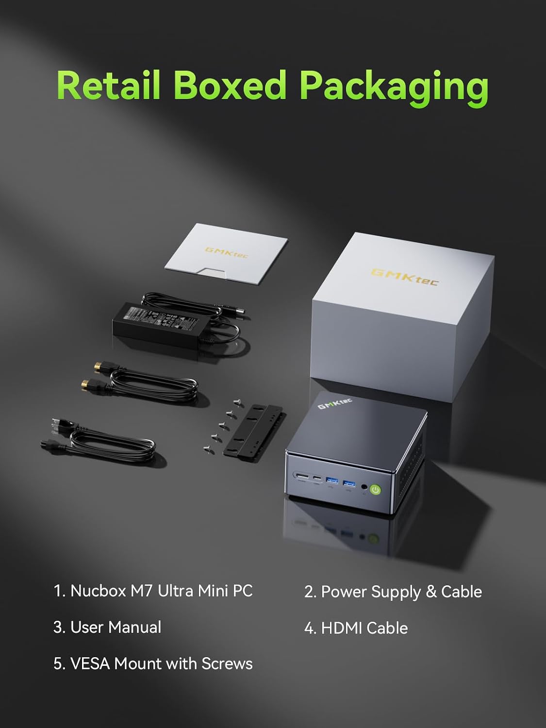 GMKtec Gaming PC Mini Computer, M7 Ultra Ryzen 7 PRO 6850U 32GB DDR5 RAM + 512GB Hard Drive PCle SSD Oculink Dual NIC LAN 2.5G Desktop, Dual USB4, HDMI 2.1, USB-C