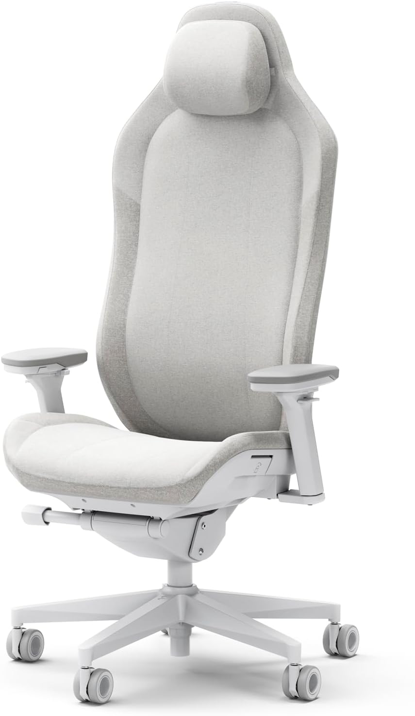 Fractal Design Refine Fabric Light Gaming Chair - Ergonomic Office Desk Chair Functionality with 4D Adjustable Armrests, High-Back Support, Lumbar Cushion, and Premium Fabric